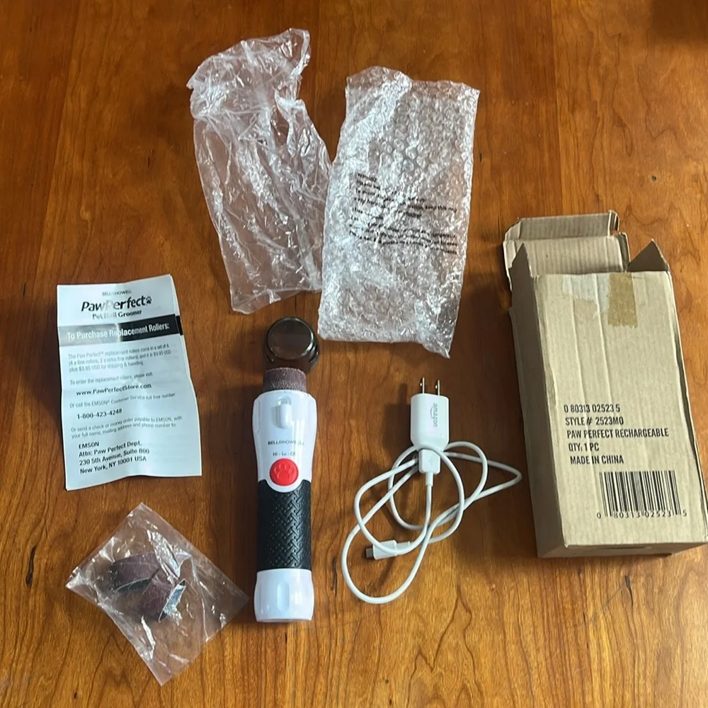 Bell and Howell PawPerfect Pet Nail Groomer w/Charger Cord & Replacement Rollers